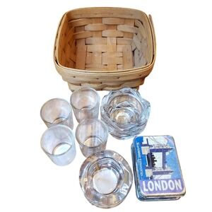 Longaberger‎ 1989 Basket Bundle Designspirations London Candle Glass Votive Set